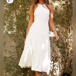 Lulu's White Halter Midi Dress